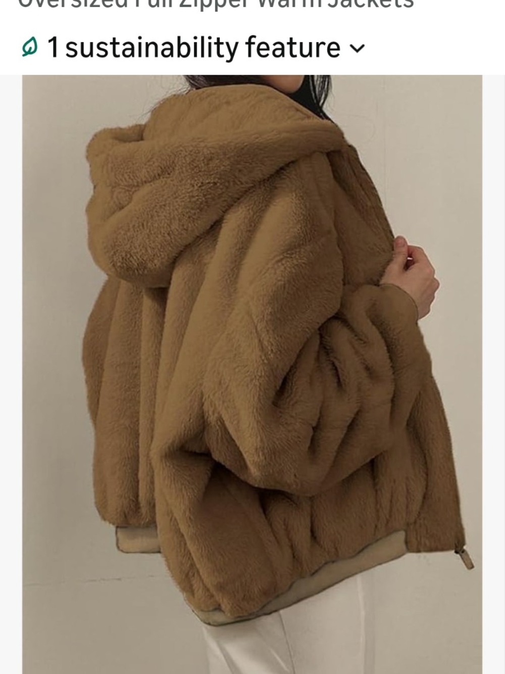 Reversible Women's Oversized Hooded Faux Fur Jacket - Brown NWT